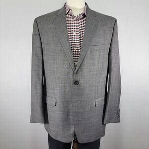 Chaps Men's Sport Coat Blazer Two Button Gray Sharkskin Wool Solid‎ Size 48R